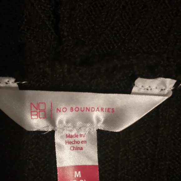 No Boundaries Black Ribbed Knit Pullover Hoodie - Picture 6 of 11